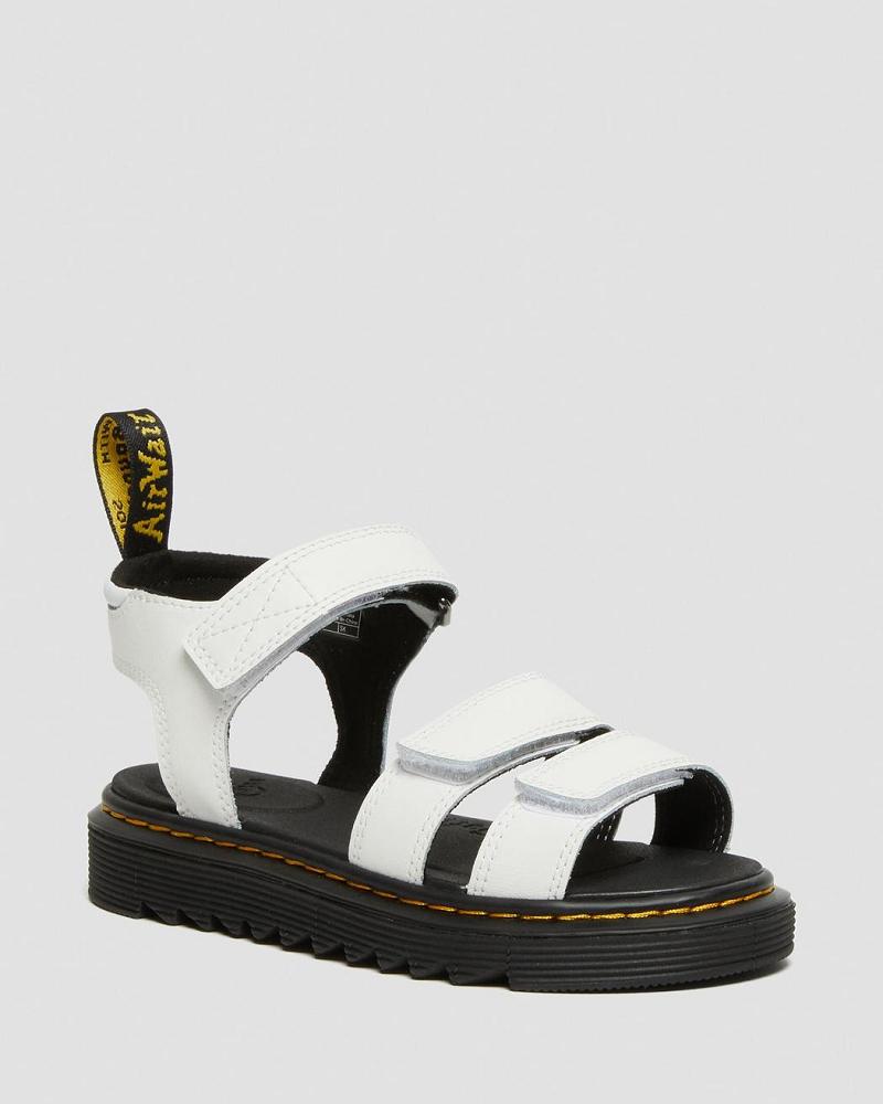 Dr Martens Junior Klaire Leren Riemen Sandalen Kinderen Wit | NL 106AHK